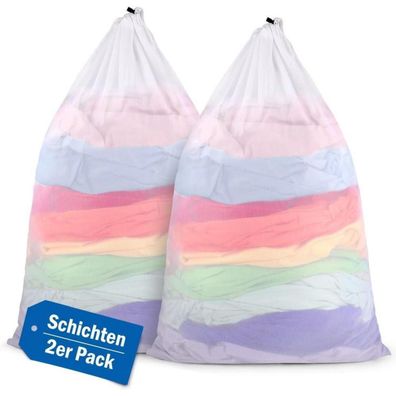 XXL Wäschesack 2er Set mit Kordelstopper 60x90cm für Waschmaschine & Reisen