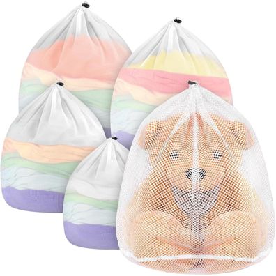 Wäschesack 5er Set XL Wäschenetz Kordelstopper Schutz Behälter 5 Größen