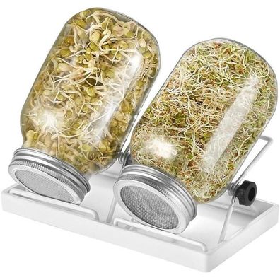 2er Set ecooe Sprossen Keimglas Sprouting Jar 750ml Edelstahl Ständer