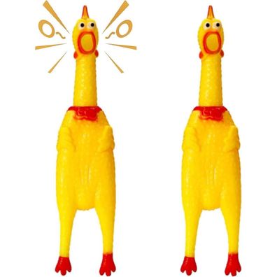 Gummi Hundespielzeug Quietschendes Huhn 2 Stück Gelb 17cm
