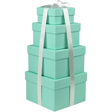 Rechteckige Geschenkbox Aufbewahrungsbox Karton 4er Set Blau