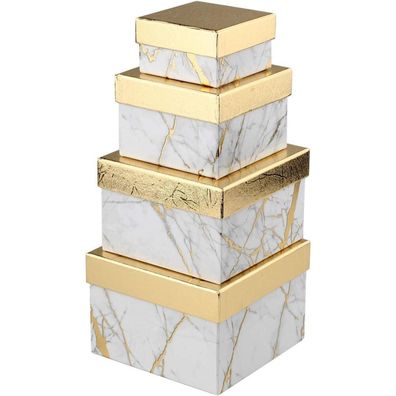 4er Set Rechteckige Aufbewahrungsboxen Karton Geschenkbox Deckel Schachteln