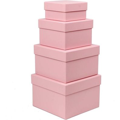Geschenkboxen Set aus Karton für Geschenke und Dekoration, 4er Pack Rosa