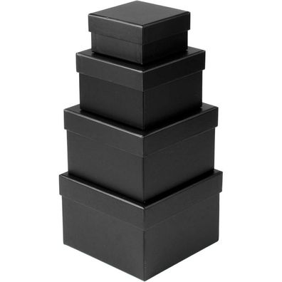 Rechteckige Aufbewahrungsboxen Set Karton Schwarz 4er für Geschenke & Dekoration