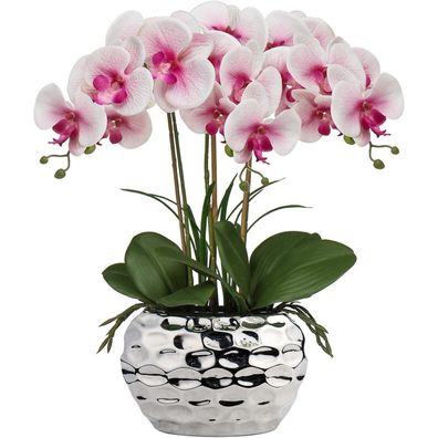 Künstliche Orchideen Phalaenopsis 44cm Rosa Deko Bonsai Keramiktopf