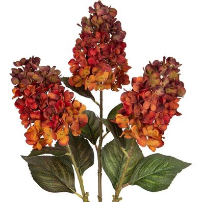 3er Set Künstliche Hortensien Rispenhortensie 73CM Orange Deko Blumen