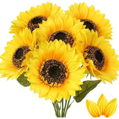 Künstliche Sonnenblumen Deko Groß Seidenblumen Hochzeit Tischdeko 7 Zoll Blüte