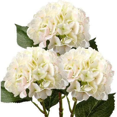 Künstliche Hortensie Kunstblume Deko Blumensträuße 3er Set 53cm Blau