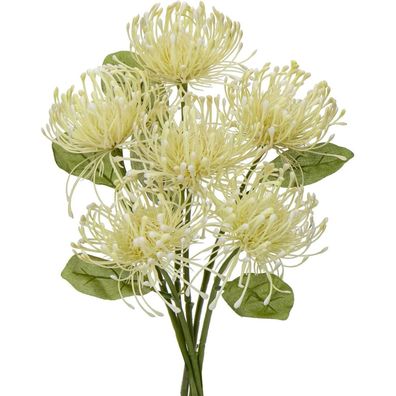 6er Set Künstliche Chrysanthemen Blumensträuße Deko Creme 30cm