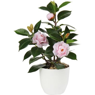 Künstliche Kamelie Kunstpflanze im Kunststofftopf 28cm Rosa