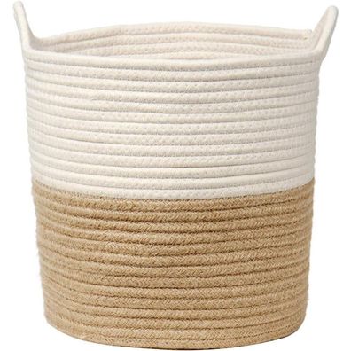 Großer Baumwolle Seil Wäschekorb 28x28CM Geflochten Spielzeug Behälter Braun