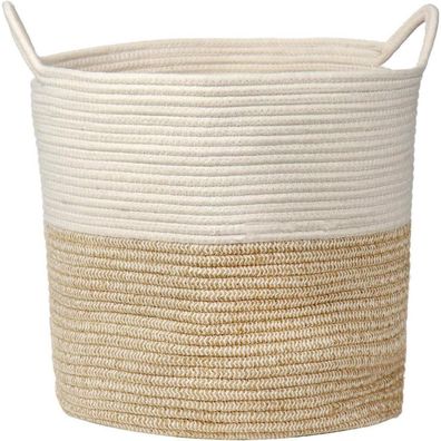 Baumwollseil Wäschekorb Aufbewahrung Korb Baby Spielzeug Griff 38x38cm Weizen