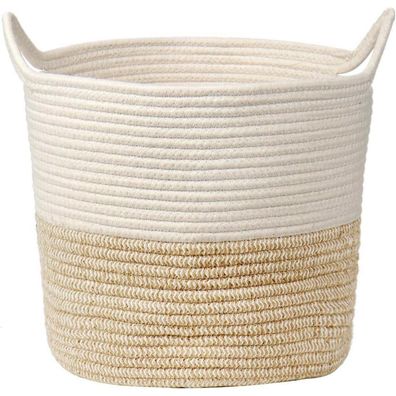 Baumwoll Wäschekorb Seil Aufbewahrungskorb Geflochten Spielzeug Baby Bad 30x30cm