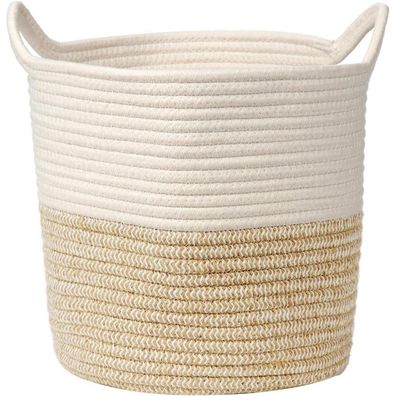 Wäschekorb Baumwolle Seil Aufbewahrung Bad Spielzeug 28x28CM Weizen