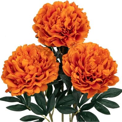3PCS 74CM Künstliche Pfingstrosen Stiel Rosen Orange Vintage Bouquet