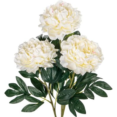 3PCS 74CM Künstliche Pfingstrosen Stiel weiß Vintage Blumen Bouquet Bouquet