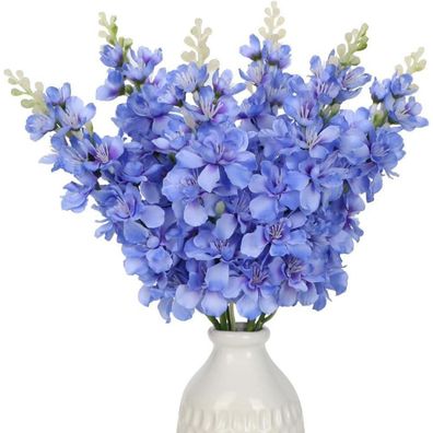 6er-Set Künstliche Rittersporn Delphinium Blaue Kunstblumen Deko für Zuhause