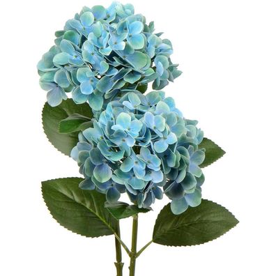 Künstliche Hortensie Blumen Real-Touch Kunstblumen Hydrangea Deko 2 Stück blaue