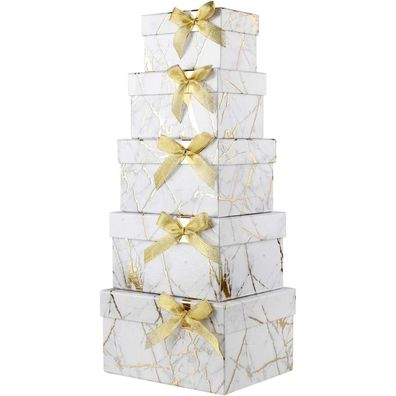 Rechteckige Geschenkbox Aufbewahrungsbox Karton Schleife 5er Set 8 Farben