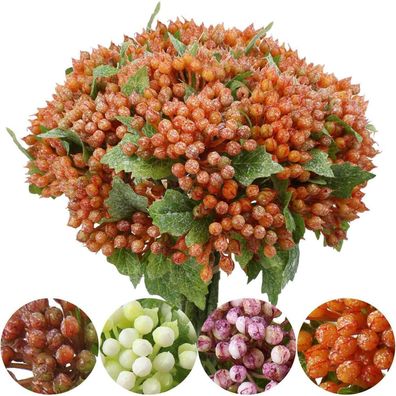 Künstliche Beeren Kunstpflanzen Weihnachten Frucht Kunstblumen 5 Stiele 30CM