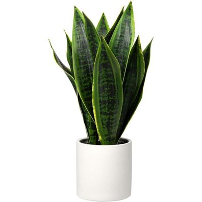 Künstliche Sansevieria Zimmerpflanze Kunstpflanze Weißer Keramiktopf 40.6cm
