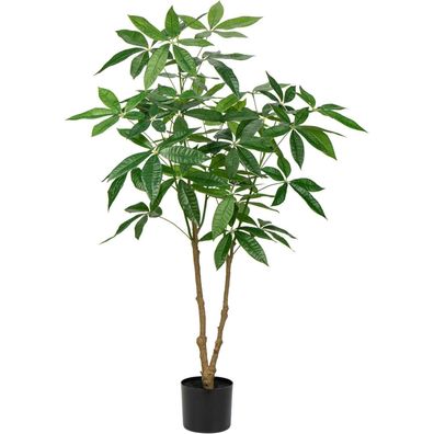 Kunstpflanze Glückskastanie 120cm Topf Dekopflanze Wohnzimmer Büro Grün