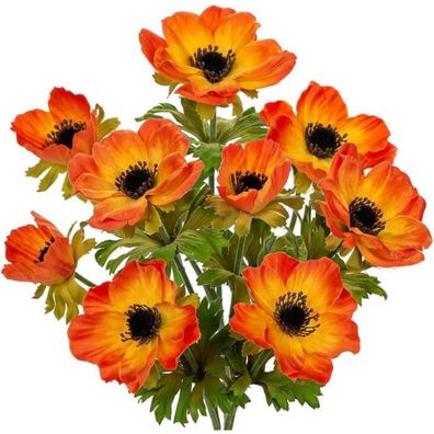 Künstliche Anemonen Orange 3er Set Frühlingsblume 55cm für Blumengesteck