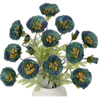 Künstliche Mohnblume Set Kunstblumen Dekoration 70cm Blüte 13cm Grün