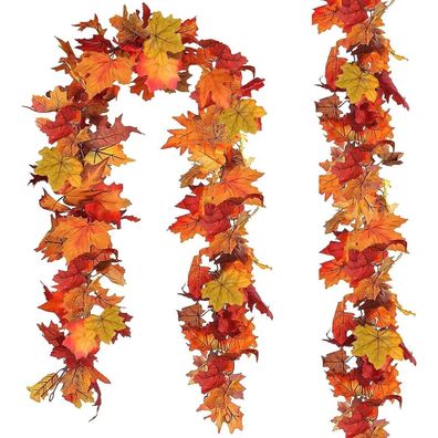 2er Set Künstliche Ahornblatt Girlande Herbst Deko Innen Außen Hochzeit