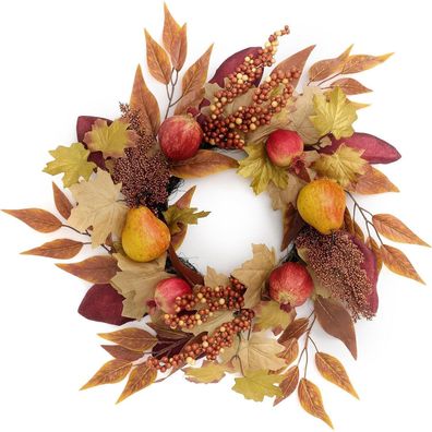 Herbstkranz Türkranz 45cm Künstliche Früchte Granatapfel Ahornblatt Rot
