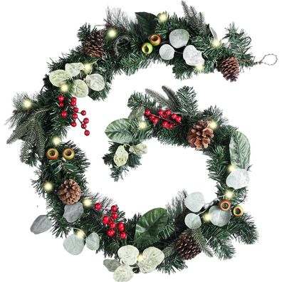 Weihnachtsgirlande 183cm LED Licht Timer künstliche Weihnachtsdeko Outdoor
