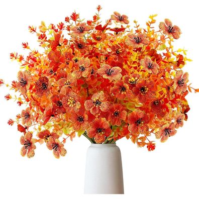 Künstliche Herbstblumenstrauß Orange Set 8 Bündel Seidenblumen Herbstdeko