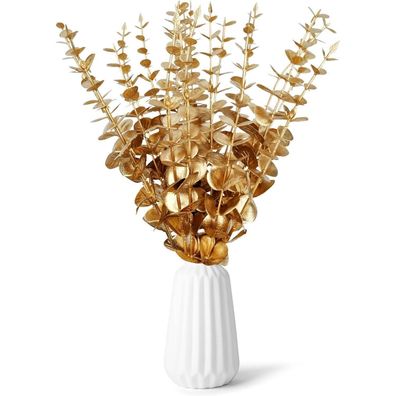 20 Stück Künstliche Eukalyptus Zweig Gold Blätter Deko Kunstpflanzen für