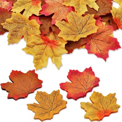 200 Stück Künstliche Ahornblätter Herbst Deko 4 Farben 7x8,5cm