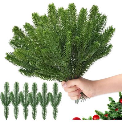 Künstliche Tannenzweige 50 Stück Dunkelgrün Weihnachten Deko DIY