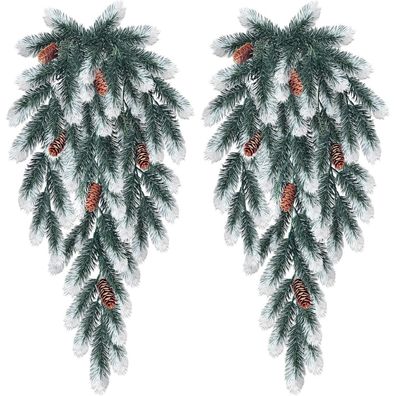 2er Set Künstliche Tannenzweige 74CM Hängend Weihnachtszweige Grün