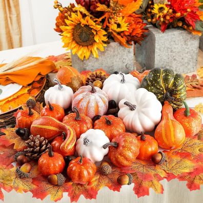 Künstliche Herbst Deko Kürbisse Halloween 102 Stück Set