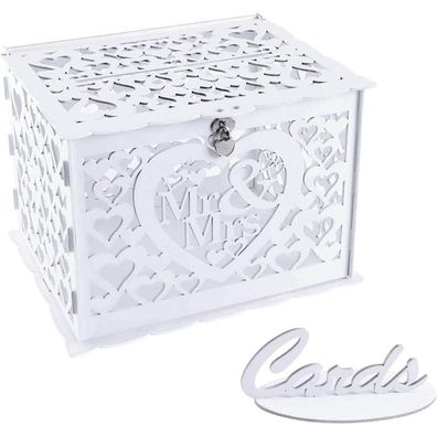 Benjia Vintage Holz Geschenkkartenbox mit Schloss, groß, für Hochzeit