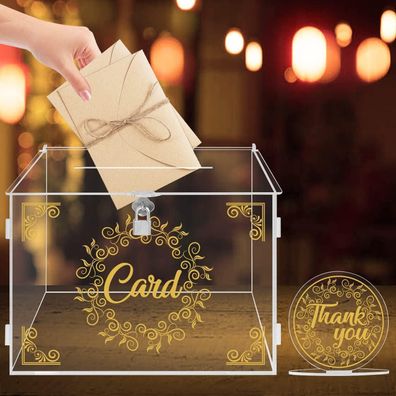 Benjia Hochzeit Kartenbox Acryl Geschenkkartenbox Vintage Groß Geld Box