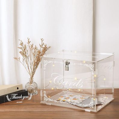 Benjia Hochzeit Acryl Kartenbox Vintage Geld Briefbox Postbox Schlitz