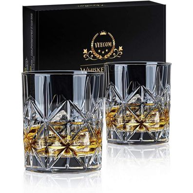 Whisky Gläser 315ml Old Fashioned Whiskeyglas 2er Set Geschenk für Männer