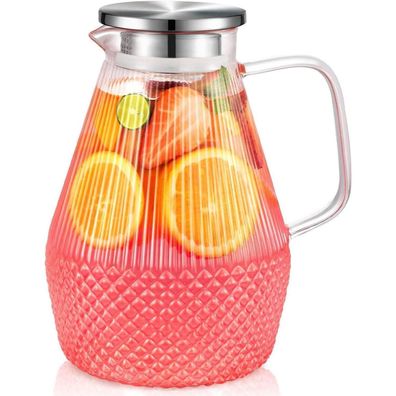 Glaskaraffe veecom 2.4L Borosilikatglas Deckel Karaffe Hitzebeständig