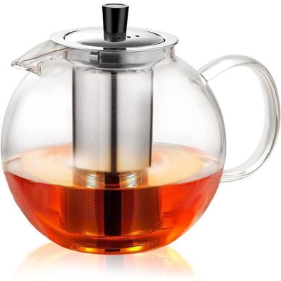 Teekanne mit Siebeinsatz Glas 1500ml Hitzebeständig Teebereiter für Kalte Heiße