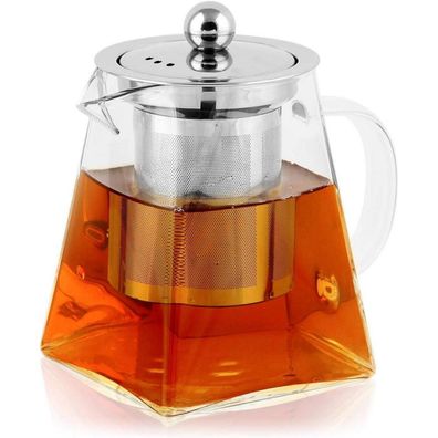 Teekanne 500ml Glas mit Siebeinsatz, Eckig, Hitzebeständig