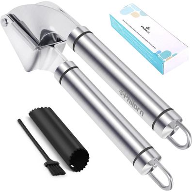 Knoblauchpresse Edelstahl Profi Küchenhelfer Premium Garlic Press Schäler