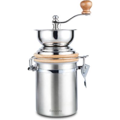 Easyworkz Manuelle Kaffeemühle Edelstahl Einstellbar Espresso Silber