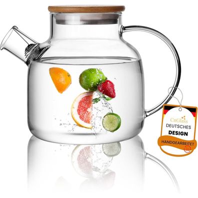 Glas Teekanne 1200ML mit Siebeinsatz transparent Herdplatte sicher für lose Tee