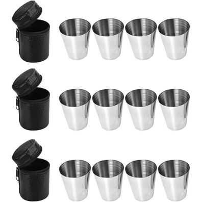 MOPOIN Schnapsgläser 12er Set in Lederoptik-Tasche