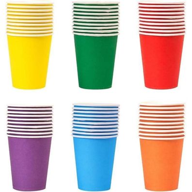 60x Piqiuqiu Mehrfarbige 250ml Partybecher Biologisch Abbaubar