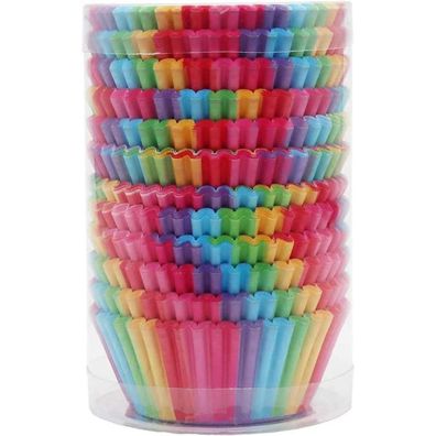 200 Stück Regenbogen Cupcake Liner Muffinförmchen Papier Backformen